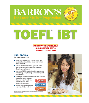 کتاب تافل بارونز آی بی تی Barrons TOEFL iBT 15th+DVD