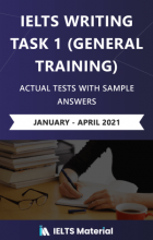 کتاب زبان آیلتس اکچوال تست رایتینگ جنرال تسک 1 ژانویه تا آپریل ۲۰۲۱ (IELTS Writing Task 1 General Training Actual Test with Sa